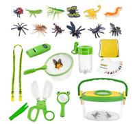 KBIBCK Bug Hunting Kits for Children, 20 Pcs Bug Catcher for Kids with 12 Fake Insects, Magnifying Glass, Bug Catcher, Explorer Kit for Kids, Outdoor Explorer Kit Toys for 3-8 Years Old