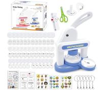KBIBCK Button Maker Machine, 35mm and 55mm Badge Punch Press Kit, Badge Making Kit for Kids with 72 Pcs Button Parts and 3 Stickers, Badge Machine with Circle Cutter for Party, Events, Gifts (Blue)