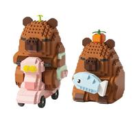KBIBCK Capybara Building Blocks, 2PCS Capybara Cartoon Mini Building Blocks Set, Animal Block Micro Building Block, for Stress Relief, Birthday Gifts, Home Decoration