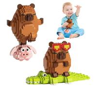 KBIBCK Capybara Building Blocks, 2PCS Capybara Cartoon Mini Building Blocks Set, Cute Animals Building Brick, for Stress Relief, Birthday Gifts, Home Decoration
