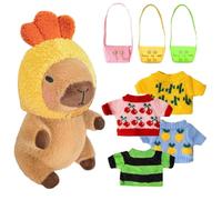KBIBCK Capybara Plush with 10PCS Clothes&Accessories, 25cm Capybara Stuffed Animal, Cute CapybaraTeddy, Capybaras Plush Soft Toy, Dress Up Capybaras Stuffed Animal PlushToys Gift for Kids Boy Girl (A)