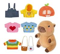 KBIBCK Capybara Plush with 9 PCS Clothes &Accessories, 25cm Capybara Stuffed Animal, Cute CapybaraTeddy, Capybaras Plush Soft Toy,Dress Up Capybaras Stuffed Animal PlushToys Gift for Kids Boy Girl (L)