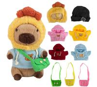 KBIBCK Capybara Plush with 9 PCS Clothes&Accessories, 25cm Capybara Stuffed Animal, Cute CapybaraTeddy, Capybaras Plush Soft Toy, Dress Up Capybaras Stuffed Animal PlushToys Gift for Kids Boy Girl (E)