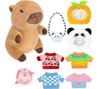 KBIBCK Capybara Plush with 9PCS Clothes&Accessories, 25cm Capybara Stuffed Animal, Cute CapybaraTeddy, Capybaras Plush Soft Toy, Dress Up Capybaras Stuffed Animal PlushToys Gift for Kids Boy Girl (B)