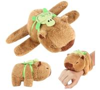 KBIBCK Capybara Slap Bracelet, Capybara Plush Slap Bracelet, Plush Slap Bands Carrying a Turtle Backpack, Capybaras PlushToy Snap Bracelets,Capybaras Wrist Strap for Boys and Girls Birthday Party Gift
