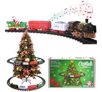 KBIBCK Christmas Train Set, Christmas Tree Train Set Around the Tree, Electric Christmass Train Toy Set with Light & Sound, Hanging Train Toys, Battery Operated, ChristmasBirthday Gifts for Boys Girls