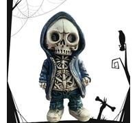 KBIBCK Cool Skeleton Figurines, Lifelike Resin Skull Statue, Gothic Home Decor Skull Resin Memorial Skeleton Statue,Desktop Ornament Halloween Skeleton for Halloween Party Home Offices Desk Decoration