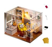 KBIBCK DIY Doll Room Kit,DIY Miniature House Kit,Wooden Dollhouse Kit with LED Lights & Dust Cover,DIY Cabin Sunshine Study 1:32,3D Miniature dollhouses Craft,Handmade Crafts Mini House forTeens Adult