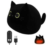 KBIBCK Electric Heating Pad for Period Pain Relief, 40 cm Giant Black Cat Plush Pillow, USB Powered Menstrual Heating Pad, Black Cat Stuffed Animal Soft Plush Electric Heat Pads for Women Girls Mum