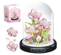 KBIBCK Flower Bouquet Building Kit, Flower Bouquet Building Blocks Set, Mini Building Blocks Flowers Bouquets with Dust Cover, Botanical Collection FlowerBouquet Décor Gift for Her Women Mom(Gardenia)