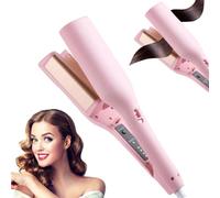 KBIBCK French Wave Curling Iron, Rommantic French Egg Roll Curling Iron, Big Wave Hair Curler, Egg-Roll Hairstyle Water Ripple V-Shaped, Egg Roll Hair Curling Iron Waver for Perfect Waves (Pink)