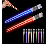 KBIBCK Glowing Chopsticks, 2 Pairs of Lightsaber Chopsticks with 9 Color Modes, LED Light UpChopsticks, Glowing Sushi Sticks, BPA Free and Food Safe, ChopsticksLight for Kitchen Dinner Wedding Party
