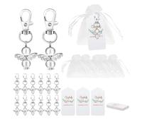 KBIBCK Guardian Angel Keychain, 90 Pack Thank You Keyrings Bulk Set with 30 Angel Keyrings 30 Organza Bags & 30 Thank You Tags for Wedding, Baby Shower, Thank You Gifts for Teacher Nurse Guest Wedding
