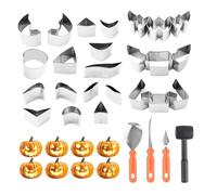 KBIBCK Halloween Pumpkin Carving Kit, 28PCS PumpkinCarving Tools,Professional Stainless Steel PumpkinCarver Set, PumpkinCarving Stencils,Including Rubber Hammer for Adults & Kids,Halloween DIY