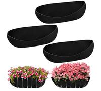 KBIBCK Hanging Basket Liner, 3PCS Felt Trough Planter Liners, Wall Basket Liner for Troughs, 24 IN Outdoor Planter Liners, Black Non-Woven Fabric for Wall Hanging Baskets, Window Boxes Garden Balcony