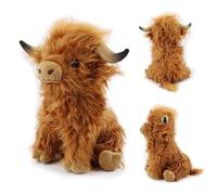 KBIBCK Highland Cow Plush Toy, 25 CM Highland Cow Teddy, Realistic Scottish Highlande Cows Stuffed Animal, Soft Cuddly Plushies Farm Toy for Boys Girls Adults Birthday Christmas Easter Present (Brown)