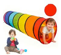 KBIBCK Kids Play Tunnel, 180 CM Pop Up Crawl Through Tunnel Play Tent with Storage Bag, Collapsible Kids Play Tunnel Tent with Round Opening for Toddlers Babies Children Indoor Outdoor Game (Rainbow)