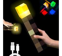 KBIBCK Light-Up Wall Torch Night Light 28 cm, 3D Torch Light, Craft Torchs Lamp, USB Rechargeable for Bedside Lamp with Flame Effect & Timing,Mini World Lighting Gifts for Boys and Girls (8 Colors)