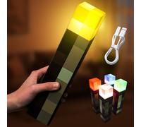 KBIBCK Light-Up Wall Torch Night Light 28 cm, 3D Torch Light, Craft Torchs Lamp with 4 Colors, USB Rechargeable for Bedside Lamp with Flame Effect & Timing, Mini World Lighting Gifts for Boys Girls(B)