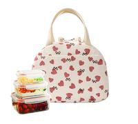 KBIBCK Lunch Bags for Women, Cute Corduroy Lunch Tote Bags, Red Love Heart Kids Lunchs Bags Cooler Tote, Reusable Insulated Lunchbox, LunchBag Portable Tote Bag for Work, School, Picnic, Camping (C)