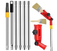 KBIBCK Multiangle Paint Brush Extender Holder, Extendable Paint Brush, 1.7m Paint Roller Extension Pole with Paint Brush, 180° Rotation Paint Roller Extension Pole fits Most Rollers and Scrapers (Red)
