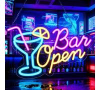 KBIBCK Neon Light Sign Bar Open, Bar Open Neon Sign, Opens Signs for Business, Opens Neons Light for Wall Decor, LED Dimmable USB Power Letter Openr Neons Light Signs for Store, Bars Party,Coffee Shop