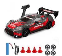 KBIBCK RC Drift Car 1:24, 2.4Ghz Remote Control Car with Cool Lighting, 30km/h High Speed 4WD Racing RC Drifting Cars, Rechargeable Mini RCDrift Cars, Gifts for Kids Adults, for Drift and Race (Red)