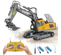 KBIBCK Remote Control Excavator,11 Channel 1:20 RC Digger with Sounds and Lights, 680 Degree RC Digger Tractor Toys, Remote Control Digger Toy for Boys 3 4 5 6 7 8-12 Year Old Boys Birthday Gift