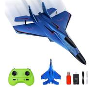 KBIBCK Remote Control Plane, RC Plane Ready to Fly, Remote Control Wireless Airplane Toy, RC Planes 2CH 2.4Ghz RC Planes with LED Lights, Remotes Control Airplanes for Kids Beginners Adult (Blue)