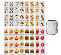 KBIBCK Seaside Escape Game Blocks 65 Pack 30mm Seaside Escape Game Blocks Mahjong with Stickers, Dogs and Food Mini Mahjongs for Family, Travel, Party