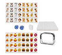 KBIBCK Seaside Escape Game Blocks Mahjong Sets, 65 Tiles Seaside Escape Board Games, Mini Mahjong Set, Dogs and Food Pattern Mahjongs Game Beachside Board Games, Family Board Gamer for Kids and Adults