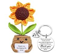 KBIBCK Sunflowers Positive Gifts,Handmade Crochet flowers,Positive Sunflower Doll Crochet,with Positive Words Keychain, Emotional Support Graduation Gifts Thank You Gift forTeacher,Friends,Colleague