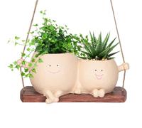 KBIBCK Swing Face Planter Pot Smiley Face-Hanging PlantPot, Swing Chair Hanging-Pot with Drainage Hole Smile-Face-Plant-Pot for Mother's Day Cute-Face-Plant-Pot for Indoor Outdoor Home Decor