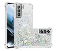 KBIKO-zxl Clear Case Compatible with Samsung Galaxy S21 FE 5G Phone Case TPU Cover Glitter Liquid Case for Samsung S21 FE 5G, Lightweight Sequin Back Case for Galaxy S21 FE 5G.Silver YBL