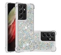 KBIKO-zxl Clear Case Compatible with Samsung Galaxy S21 Ultra Phone Case TPU Cover Glitter Liquid Case for Samsung Galaxy S21 Ultra, Lightweight Sequin Back Case for Galaxy S21 Ultra.Silver YBL