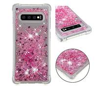KBIKO-zxl Compatible with Glitter Liquid Case for Samsung Galaxy S10 Plus, Sparkle Sequin Floating Quicksand Solid Love TPU Shockproof Protective Cover for Galaxy S10 Plus.Rose Gold YBL