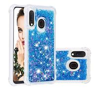 KBIKO-zxl for Samsung Galaxy A20E Case, Liquid Glitter Case Air-Cushion Drop Resistant Bling Shiny Sparkle Flowing Anti-Fingerprint Soft TPU Bumper Cover for Galaxy A20E / A10E.Blue YBL