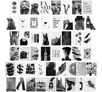 KBKBART 50pcs Stockholm Style Room Decor for Women, Fashion Trendy Leopard Wall Art for Living Room, Black White Aesthetic Cheetah Posters for Home Bedroom Apartment Dorm