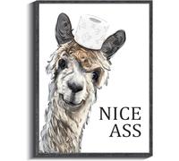 KBKBART Framed Funny Bathroom Decor Wall Art, 12x16Inch Farmhouse Bathroom Wall Decor Sign, Humor Sheep Animal Canvas Bathroom Picture Wall Decor, Cute Bathroom Art Prints Ready to Hang