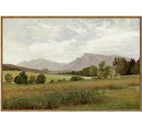 KBKBART Framed Vintage Landscape Wall Art Prints, Retro Muted Green Forest Valley Nature Wilderness Canvas Painting, Farmhouse Decor Wall Art for Bedroom, Bathroom,Vintage Wall Decor(16"x24")