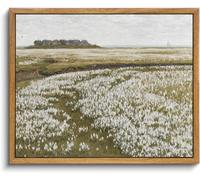 KBKBART Framed Vintage Wall Art Prints, Retro Countryside Flower Field Nature Wilderness Canvas Painting Farmhouse Decor Wall Art, Rustic Landscape Wall Decor for Bathroom, Bedroom Living Room,