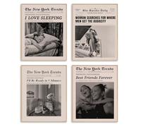 KBKBART Trendy Newspaper Wall Art Woman Searches For Where Men Get The Audacity Posters Prints,New York Times Wall Art Canvas,Vintage Bart Cart Decor Girl Dorm Room Decor,8x10inchx4pcs,Unframed