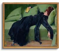 KBKBART Vintage Framed Wall Art, Moody Wall Decor Decadent Young Woman After the Dance Victorian Canvas Paintings, Vintage Wall Decor for Bedroom Living Room Home Office Classical Bathroom Decor Wall