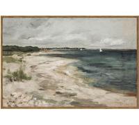 KBKBART Vintage Wall Art, Retro Coastal Seaside Beach House Framed Canvas Art Prints Painting Farmhouse Decor, Rustic Impressionism Scenic Landscape Wall Decor for Bathroom, Bedroom Living Room,