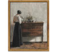 KBKBART Vintage Wall Decor Art Print, Framed Canvas Wall Art Mid-Century Lady Classical Women Painting Picture, Vintage European Portrait Painting for Bedroom Bathroom Decor Wall Art(12"x16")