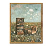 KBKBART Vintage Whimsical Book Lover Wall Art, Impressionist Flower Field Painting Decor, Rustic Book Nook Canvas Prints, Bookish Gifts French Country Artwork for Bedroom Living Room 8x10 inch