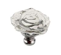 KBLDOPN 2pcs 50MM Crystal Rose Glass Handle Cabinet Knob Drawer Pull Kitchen Door Wardrobe Hardware Furniture Knobs Handles for Bedroom Furniture(50MM Transparent)