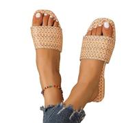 KBLDOPN Women Slippers Rattan Grass Shoes Home Women Straw Mat Slipper Summer Indoor Floor Home Sandals(Brown,40)