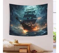 KBLDYAFB Pirate Ship Pizzeria Home Decorations Tapestry Wall Hanging 3D Printing Cartoon Patterns Wall Blanket Wall Hanging Birthday Party Use for Living Room Bedroom Dorm Decor 70cmx100cm