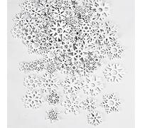 KBNIAN 100PCS Christmas Wooden Snowflakes,25mm 35mm Mixed White Wooden Christmas Snowflakes Mini Snowflake Wooden Snowflakes Cutouts Wood White Snowflake Ornaments for Christmas Decorations DIY Crafts
